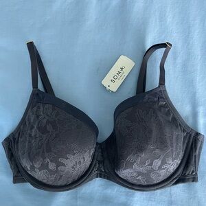COPY - SOMA Womens Bra Lightest Lift Modern Coverage gray ink Lace Mesh Underwi…